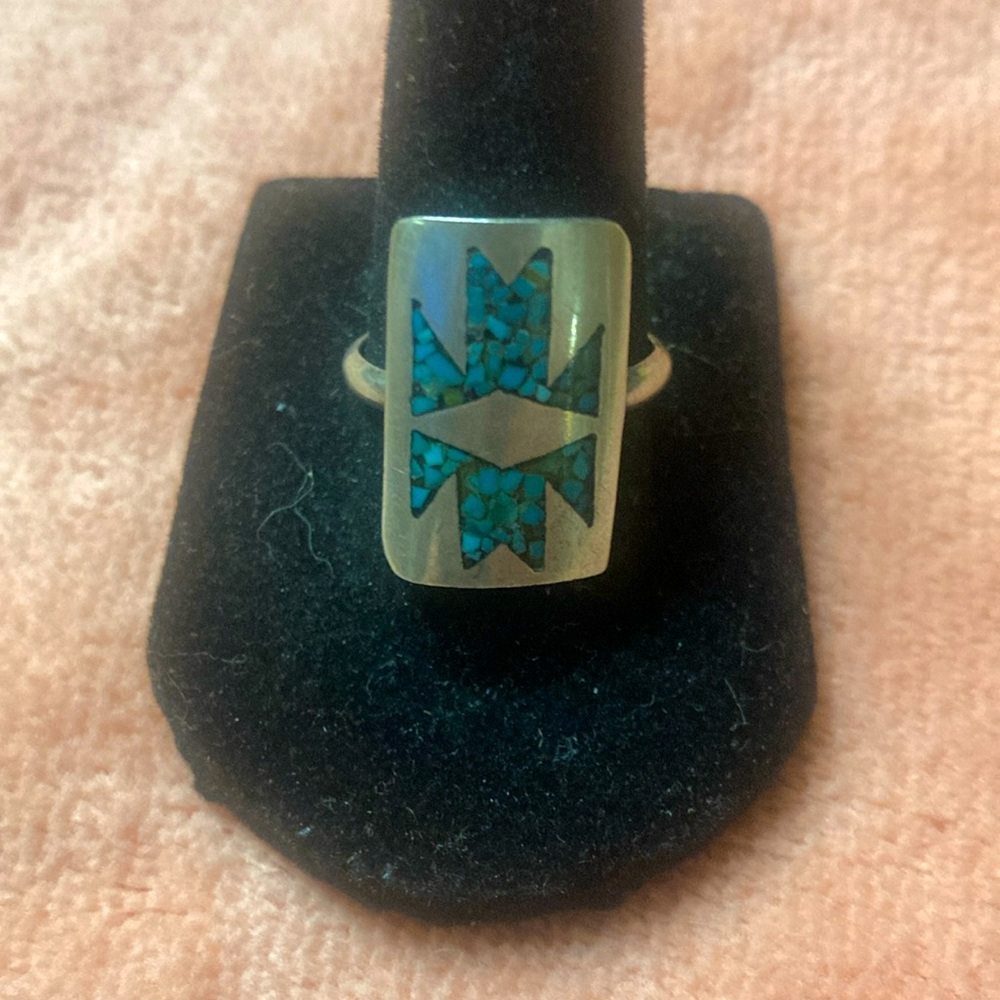 Inlaid Turquoise and Sterling Silver Ring